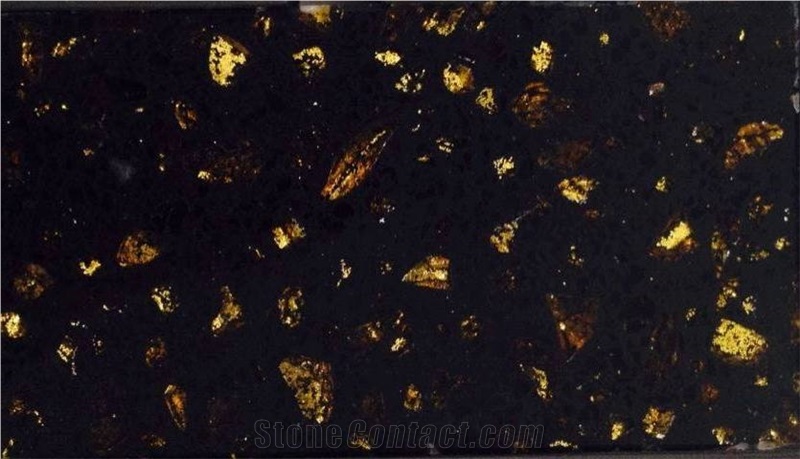 Golden Series Quartz Stone Solid Surfaces for Kitchen with High Gloss and Hardness