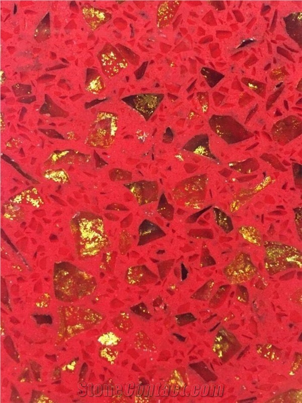 Luxury Interior Design with Golden Series Quartz Stone Solid Surface Non-Porous and Easy to Clean and Maintain Directly from China Manufacturer with Iso/Nsf Certificate at Good Price