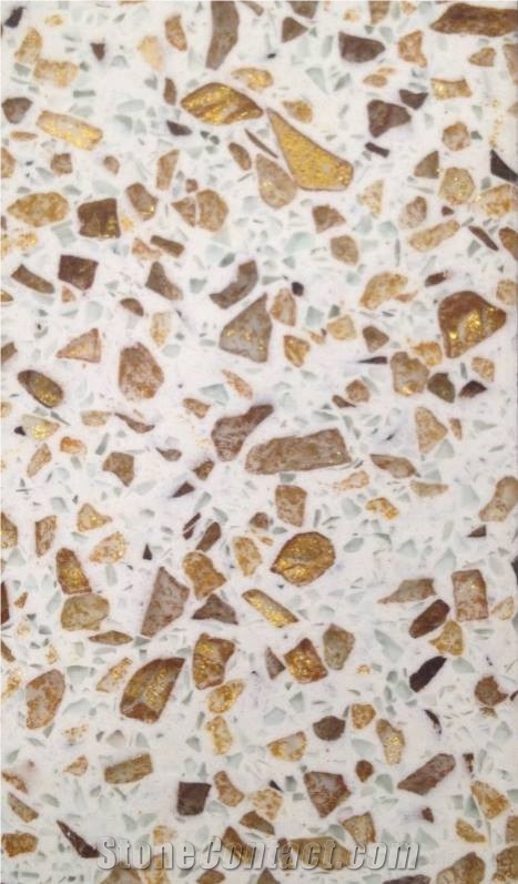 Luxury Interior Design with Golden Series Quartz Stone Solid Surface Non-Porous and Easy to Clean and Maintain Directly from China Manufacturer with Iso/Nsf Certificate at Good Price