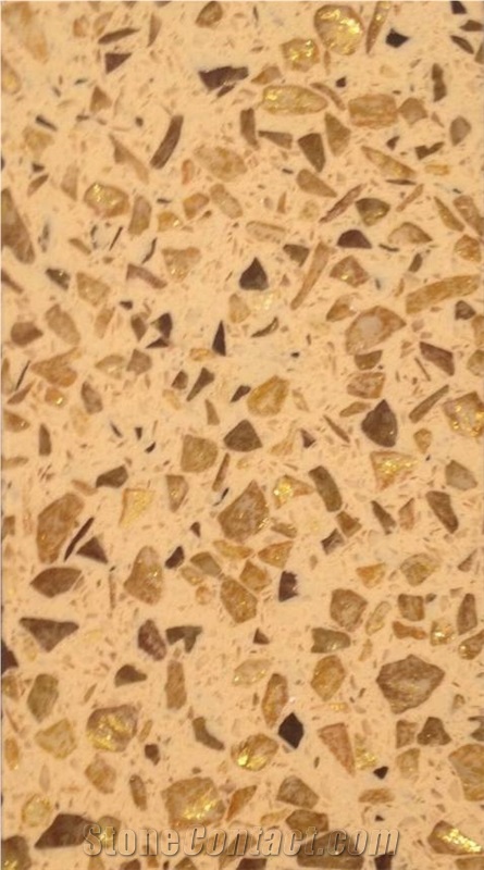 Luxury Interior Design with Golden Series Quartz Stone Solid Surface Non-Porous and Easy to Clean and Maintain Directly from China Manufacturer with Iso/Nsf Certificate at Good Price