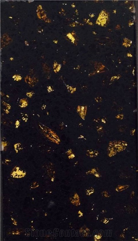 Luxury Interior Design with Golden Series Quartz Stone Solid Surface Non-Porous and Easy to Clean and Maintain Directly from China Manufacturer with Iso/Nsf Certificate at Good Price