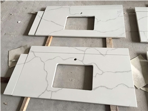 Quartz Stone Bright Surface,Various Colors Bathroom Countertop in Custom Design