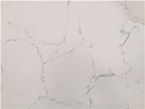 The Beautiful and Friendly Solution for Countertops Carrara White Quartz Stone Polished Surface Slab Standard Sizes 126 *63 and 118 *55 for Multifamily/Hospitality Projects