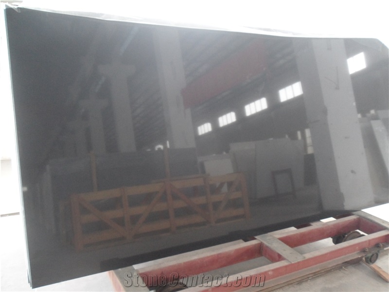 China Good Quality Absolute Pure Black Quartz Slabs