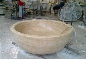Factory Direct 66" Beige Travertine Round Stone Bathtub