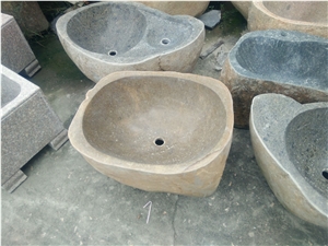 Outside Split Inside Polished China Dark Grey G654 Granite Wash Basins