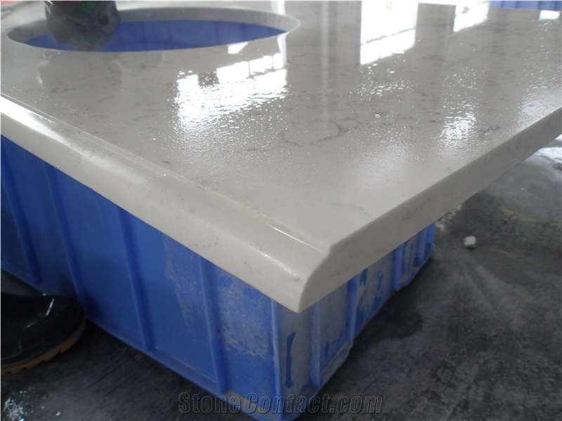 Precut Pure White Chinese Quartz Countertops for Bathroom