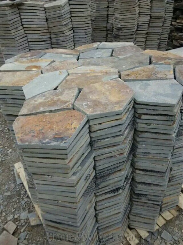 Rusty Slate Paving Stone, Slate Flagstone Walkway Pavers, Random Flagstones