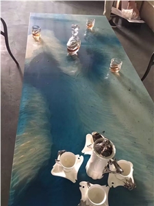 Mirro Treatment Travertine Table Top,Resin Adhesive Counter Tops