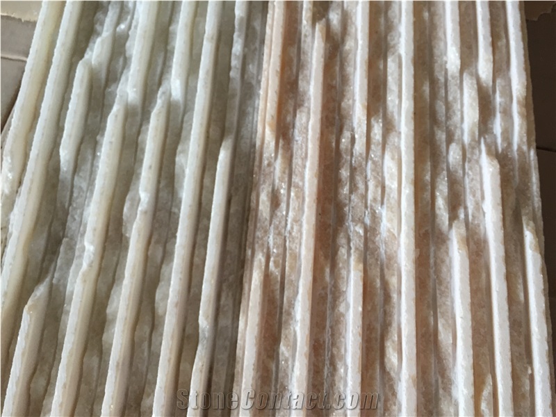 White Beige Quartz Cultured Stone,Brick Stacked Stone ,Ledge Stone