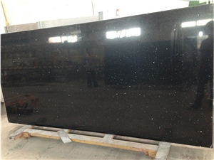 Black Crystal China Manmade Quartz Stone Slab & Tile, Glass Mirror Quartz Tile, High Quality Engineered Stone, Quartz Stone Slab for Prefabricated Worktops and Cut-To-Size Floor Tiles with Resistance