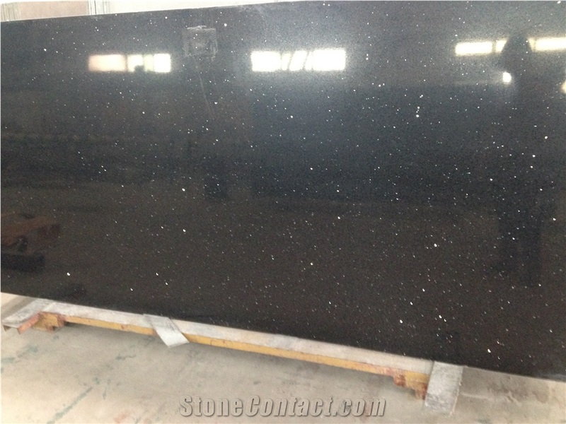 Black Crystal China Manmade Quartz Stone Slab & Tile, Glass Mirror Quartz Tile, High Quality Engineered Stone, Quartz Stone Slab for Prefabricated Worktops and Cut-To-Size Floor Tiles with Resistance
