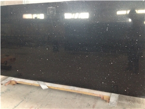 Black Crystal China Manmade Quartz Stone Slab & Tile, Glass Mirror Quartz Tile, High Quality Engineered Stone, Quartz Stone Slab for Prefabricated Worktops and Cut-To-Size Floor Tiles with Resistance