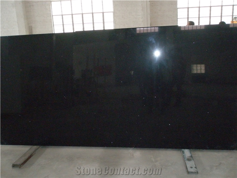 Black Quartz Stone Big Slab with Sparkle Star, Engineered Stone Slab,Artificial Stone,Solid Surface, Black Galaxy Quartz Tile, China Manmade Quartz Material