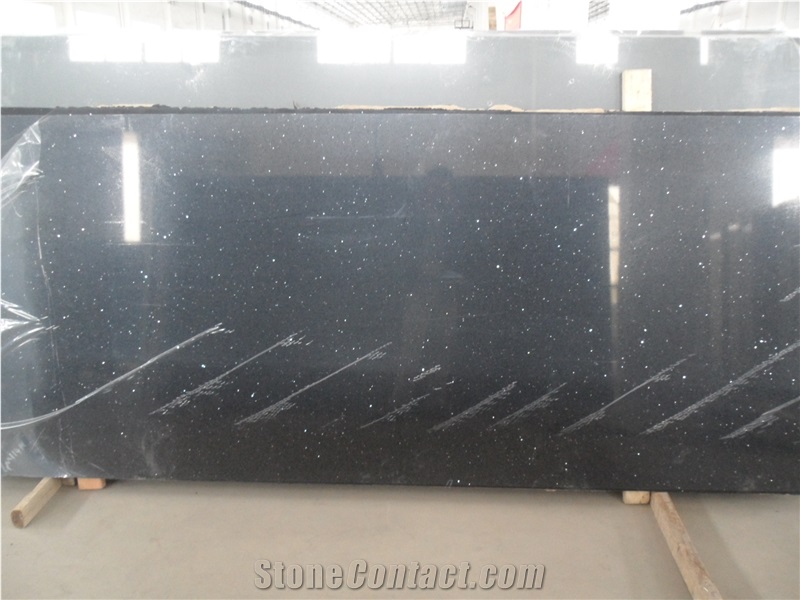 Black Quartz Stone Big Slab with Sparkle Star, Engineered Stone Slab,Artificial Stone,Solid Surface, Black Galaxy Quartz Tile, China Manmade Quartz Material