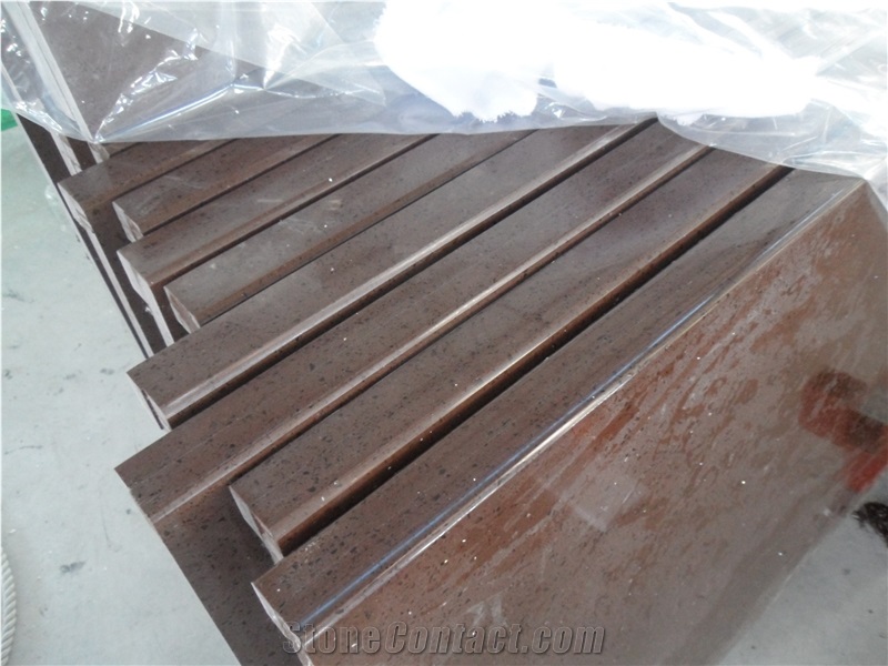China Engineered Stone Baltic Brown Quartz Countertops, Solid Surface Kitchen Top