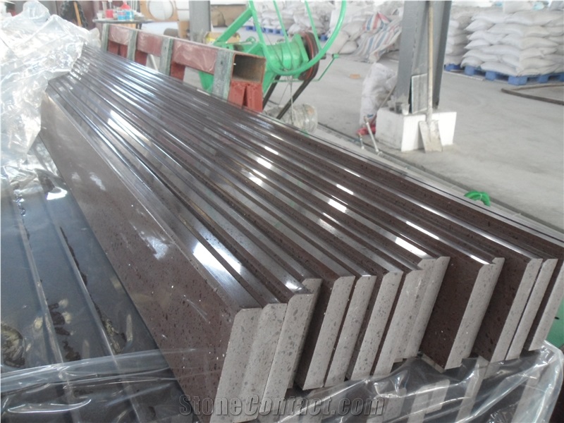 China Engineered Stone Baltic Brown Quartz Countertops, Solid Surface Kitchen Top