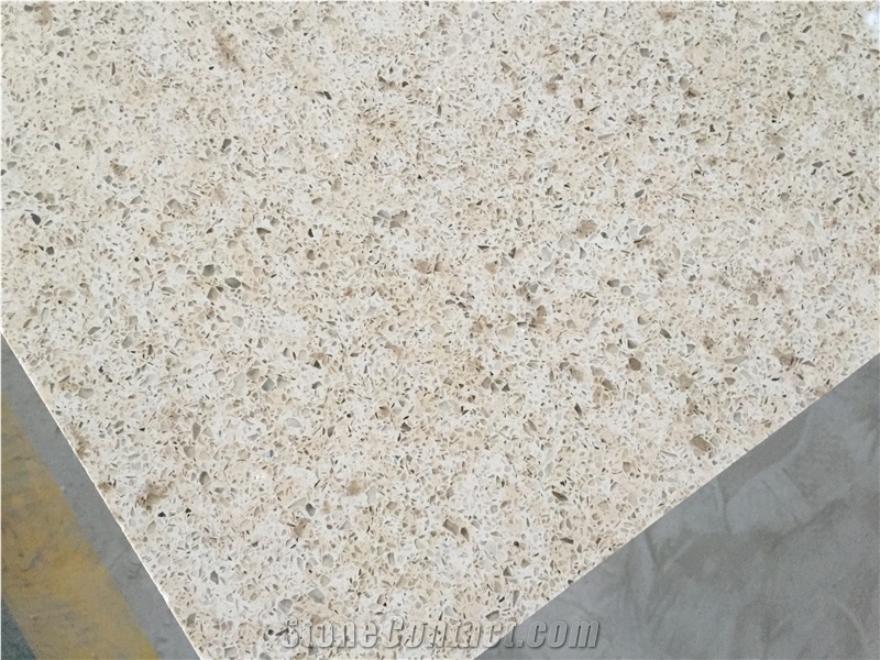 China Good Quality Engineered Stone Gold Coast Quartz Countertops for Usa and Canada Market and for Solid Surface