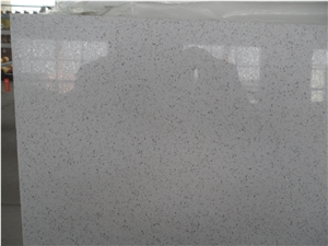 China Light Grey Small Grain Quartz Tile& Slab, Hot Sell Gray Color Engineered Stone Walling, Quartz with Glass Mirror on Sales