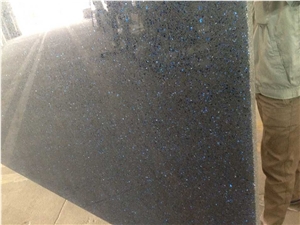 China Polished 2cm & 3cm Blue in Night Quartz Big Slabs , Blue Black Artificial Stone Floor Tiles ,Engineered Quartz Stone