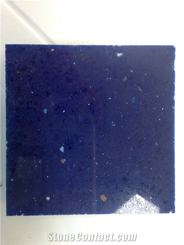 China Synthetic & Artificial Crystal Blue Quartz Stone 2cm & 3cm Big Slabs for Usa and Canada Market Used for Countertops,Vanity Tops ,Bar Tops