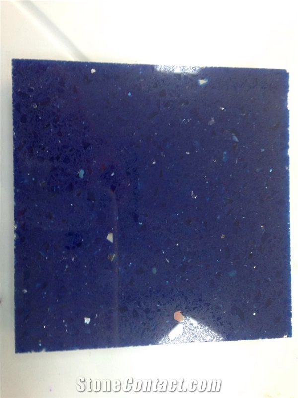 China Synthetic & Artificial Crystal Blue Quartz Stone 2cm & 3cm Big Slabs for Usa and Canada Market Used for Countertops,Vanity Tops ,Bar Tops