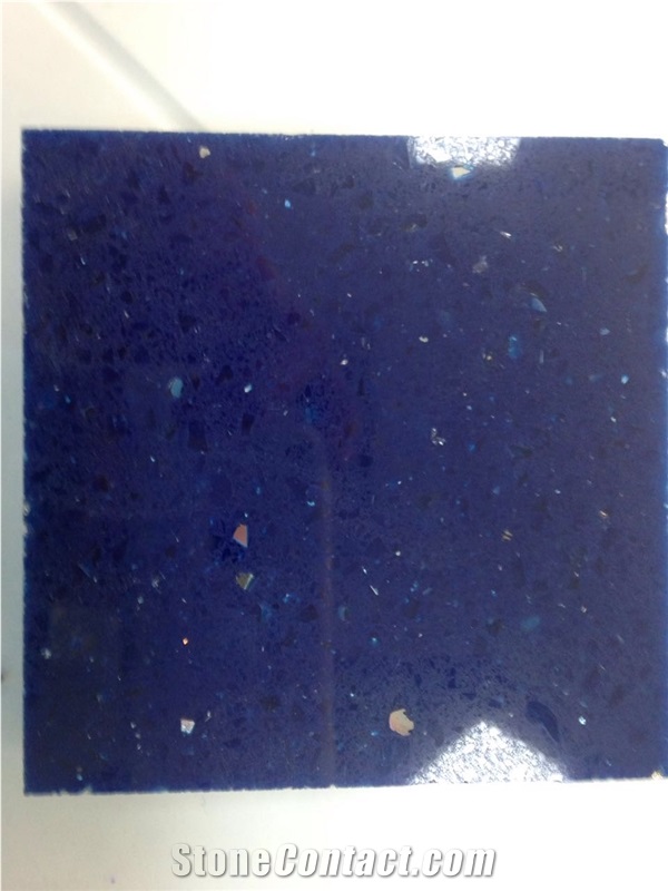 China Synthetic & Artificial Crystal Blue Quartz Stone 2cm & 3cm Big Slabs for Usa and Canada Market Used for Countertops,Vanity Tops ,Bar Tops