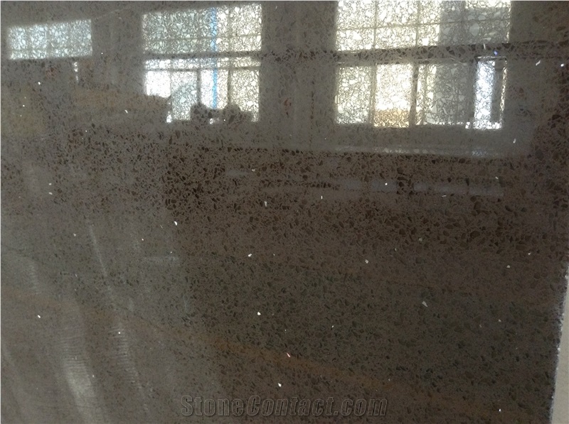 Dark Brown Quartz Stone Tile for Flooring, Sparkle Glass Mirror Quartz Slab for Countertop and Vanity Top, Solid Surface Quartz Stone Big Quantity Supply Ability Direct from Factory