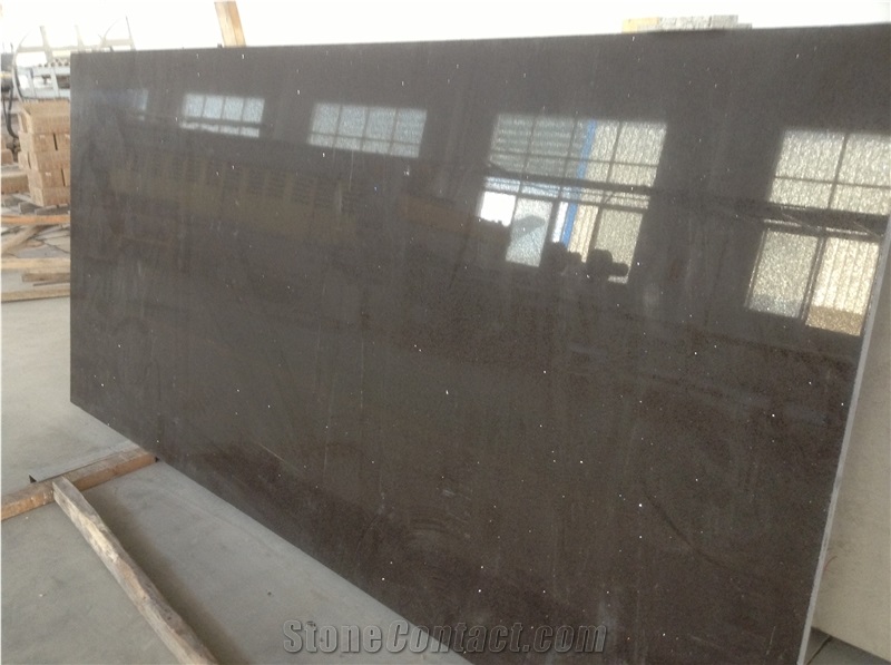 Dark Brown Quartz Stone Tile for Flooring, Sparkle Glass Mirror Quartz Slab for Countertop and Vanity Top, Solid Surface Quartz Stone Big Quantity Supply Ability Direct from Factory