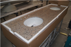 Giallo Bahia Vanity Top with Porcelain Sink, Golden Granite Top Hot Sell in the Usa Market, China Factory Top Natural Granite Bathroom Top