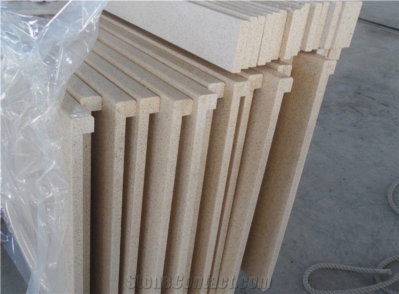 Good Quality China Man-Made Engineered Stone Diamond Yellow Quartz Countertops, Kitchen Bar Tops and Solid Surface