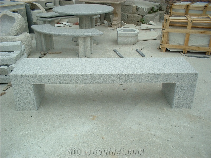 Grey Granite Stone Bench Polished Surface, Sawn Cut Finished, for Outside Park, Garden, G603 Stone Bench Outdoor Charirs
