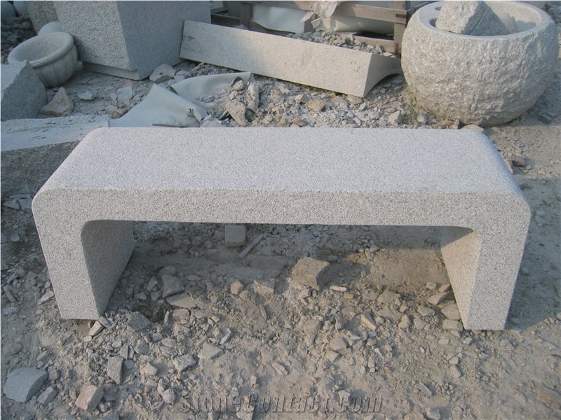 Grey Granite Stone Bench Polished Surface, Sawn Cut Finished, for Outside Park, Garden, G603 Stone Bench Outdoor Charirs