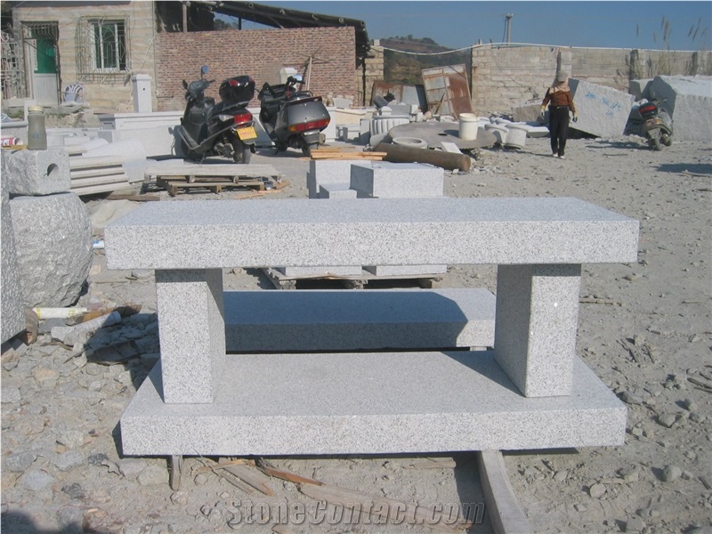 Grey Granite Stone Bench Polished Surface, Sawn Cut Finished, for Outside Park, Garden, G603 Stone Bench Outdoor Charirs