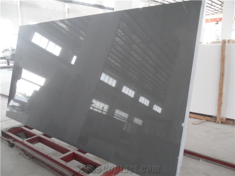 Grey Quartz Stone Slabs & Tiles Engineered Stone Terrazzo Artificial Stone Tiles for Walling / Floor Covering / Kitchen Bathroom Project Customized Edges Available/Resistant to Heat/Stain/Scratch