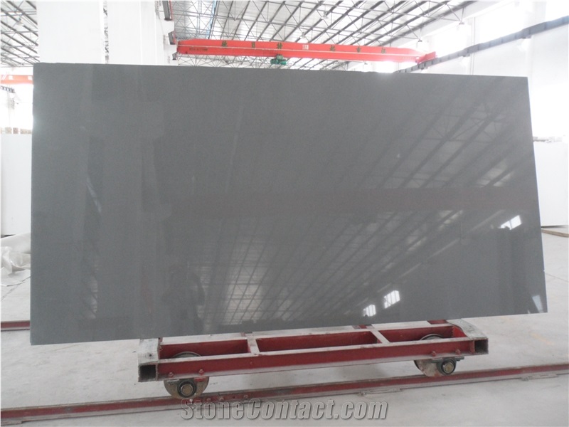 Grey Quartz Stone Slabs & Tiles Engineered Stone Terrazzo Artificial Stone Tiles for Walling / Floor Covering / Kitchen Bathroom Project Customized Edges Available/Resistant to Heat/Stain/Scratch