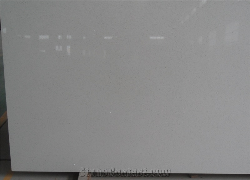 High Quality China Made Engineered Stone -New Milan White Polished Quartz big Slab for USA Market -cutting for Countertops ,Vanity tops and Solid Surface .