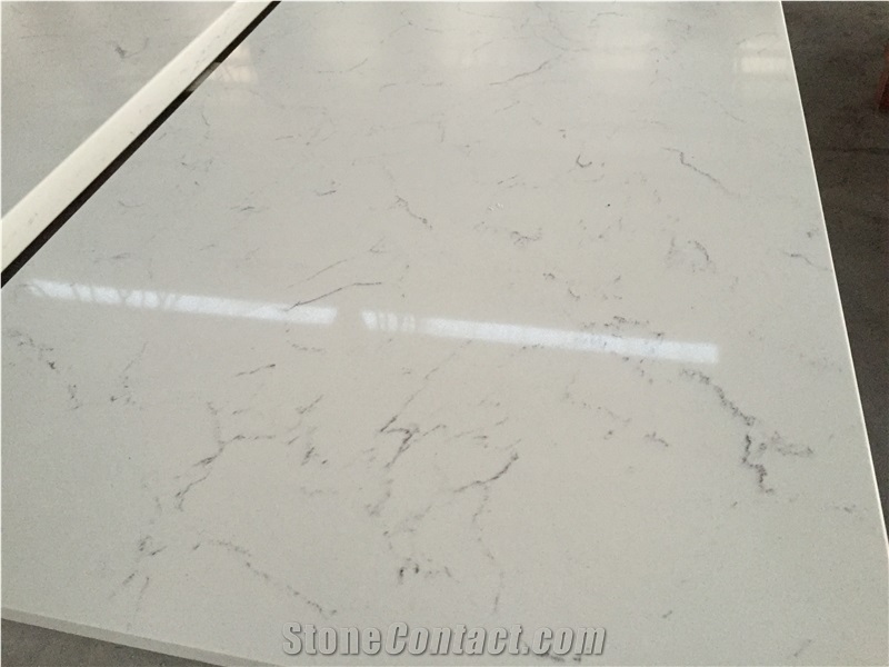 High Quality China Made Engineered Stone -Volakos White Quartz Contertops ,Kitchen Bar Tops for Usa and Canada Market