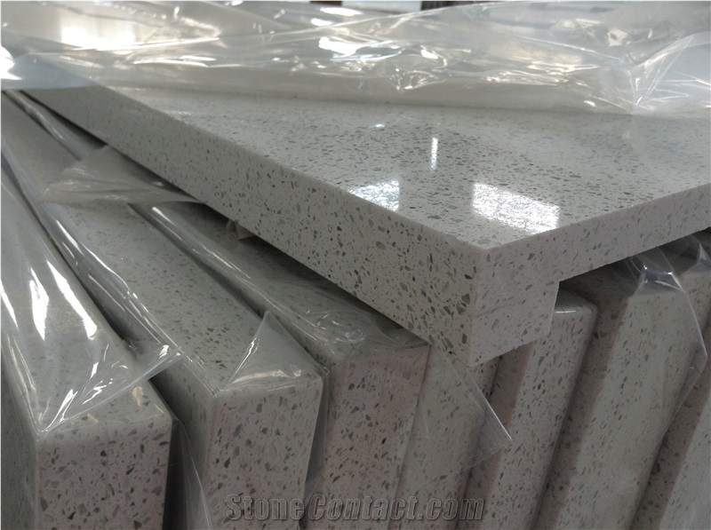 High Quality China Quartz Stone Crystal White Countertops, Kitchen Worktops & Solid Surface for Usa and Canada Market