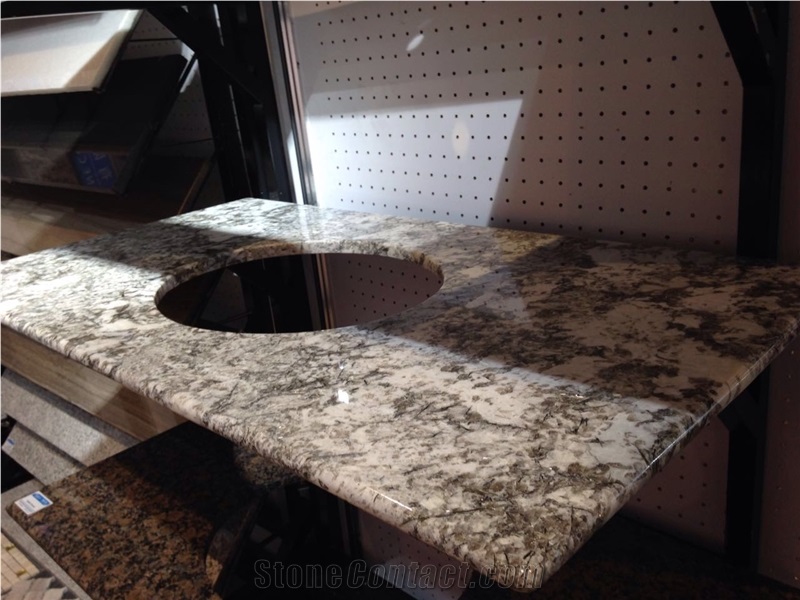 Ice Blue Granite Vanity Top, White Granite Bath Top, High Polished Stone Bathroom Top from China Factory