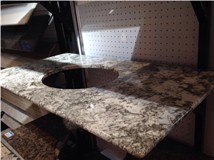 Ice Blue Granite Vanity Top, White Granite Bath Top, High Polished Stone Bathroom Top from China Factory