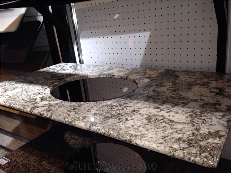Ice Blue Granite Vanity Top, White Granite Bath Top, High Polished Stone Bathroom Top from China Factory