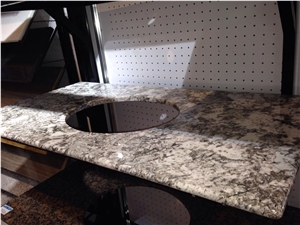 Ice Blue Granite Vanity Top, White Granite Bath Top, High Polished Stone Bathroom Top from China Factory