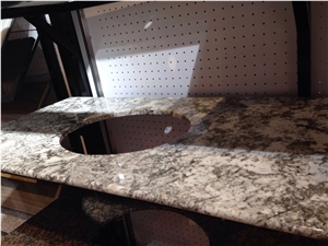 Ice Blue Granite Vanity Top, White Granite Bath Top, High Polished Stone Bathroom Top from China Factory