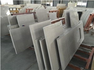 Light Grey Quartz Countertop, Quartz Stone Vanity Top, for Bathroom, China Artificial Quartz Stone