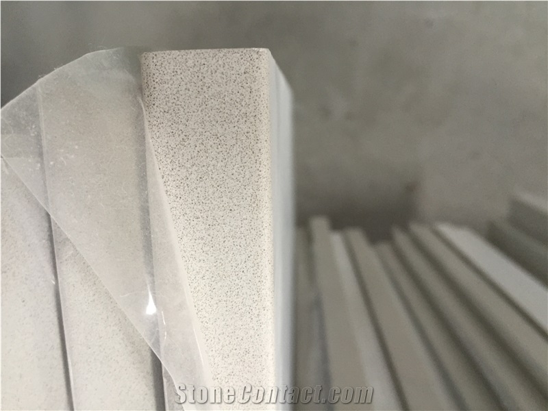 Light Grey Quartz Countertop, Quartz Stone Vanity Top, for Bathroom, China Artificial Quartz Stone