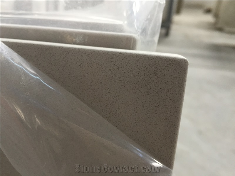 Light Grey Quartz Countertop, Quartz Stone Vanity Top, for Bathroom, China Artificial Quartz Stone