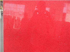 Light Red Quartz Stone Big Slab, Crystal Red Quartz Tile Direct from Factory, High Quality China Stone for Kitchen & Bathroom