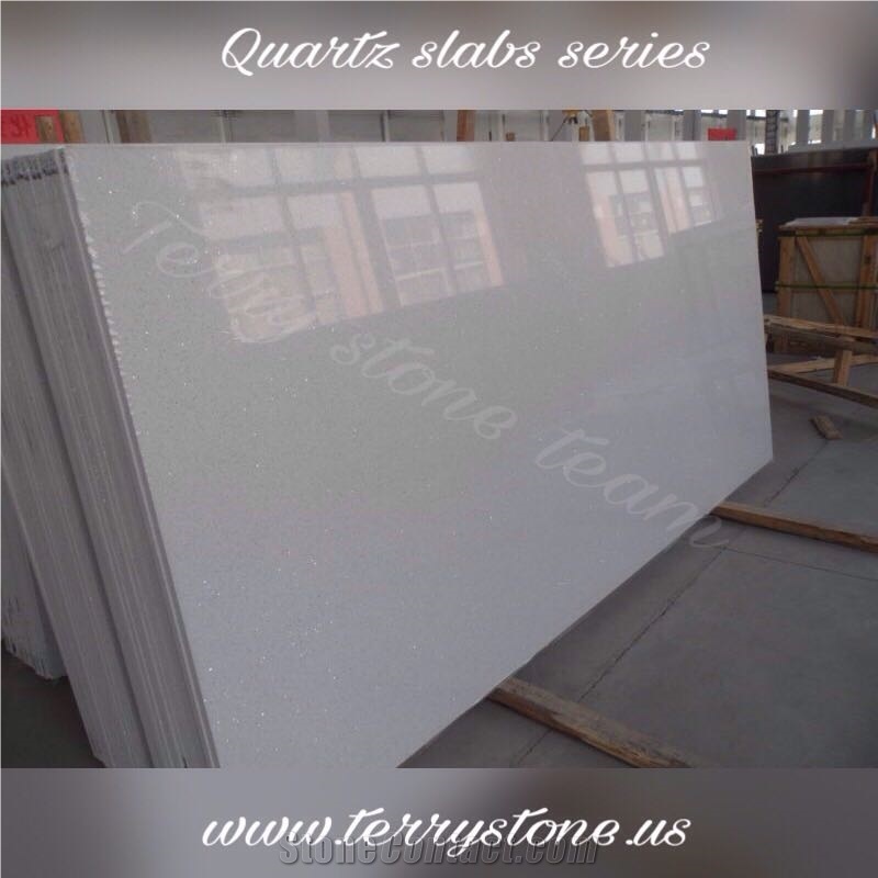 Pure White Quartz Stone Slabs & Tiles, Engineered Stone, Artificial Stone, Solid Surfaces, Cream Polished Quartz Big Slab & Tile for Wall Covering and Floor Tile