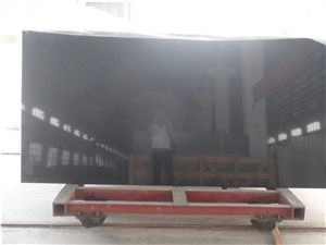 Very Popular China Made Engineered Stone -New Pure Black ,Absolute Black Quartz Big Slabs for Solid Surface and Usa Market